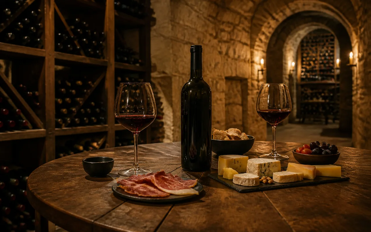 Table gourmande dans une cave bordelaise