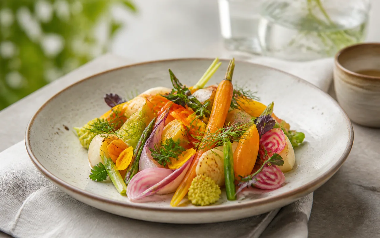 Assiette végétale colorée de saison